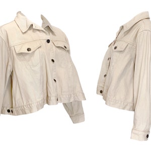 1980s Jean Paul Gaultier, 80s Gaultier jacket, oversized jacket, vintage Gaultier, Jean Paul Gaultier, beige denim jacket, 80s Gaultier
