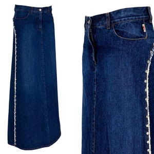 2000s Jean Paul Gaultier, y2k JPG, maxi denim skirt, Jean Paul Gaultier denim maxi, Gaultier skirt, vintage denim, 90s maxi skirt