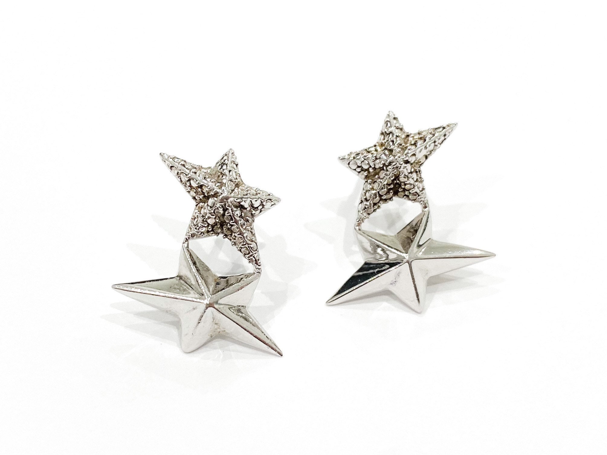Boucles D'oreille étoiles Vintage Dorées – Style Thierry Mugler Années 90 – À Clips