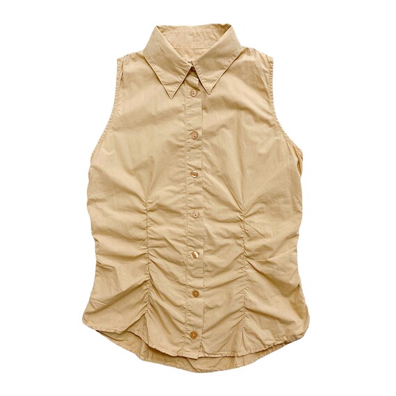 2000s Jean Paul Gaultier, Gaultier Beige Ruched Shirt, Y2k 