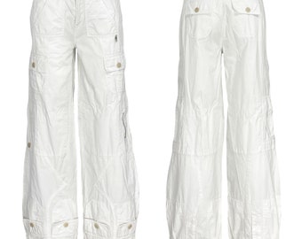 2000s Jean Paul Gaultier, JPG by Gaultier, white cargo pants, deconstructed designer pants, y2k cargo, white Gaultier pants, rare Gaultier