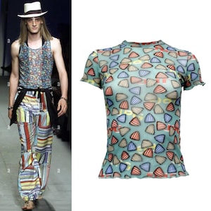 2000s Jean Paul Gaultier S/S 2001, Gaultier mesh top, Gaultier abstract mesh top, y2k clothing, vintage Gaultier, Gaultier JPG, JPG tattoo