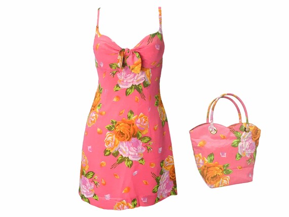 Kenzo floral dress, 90s floral dress, pink slip dr