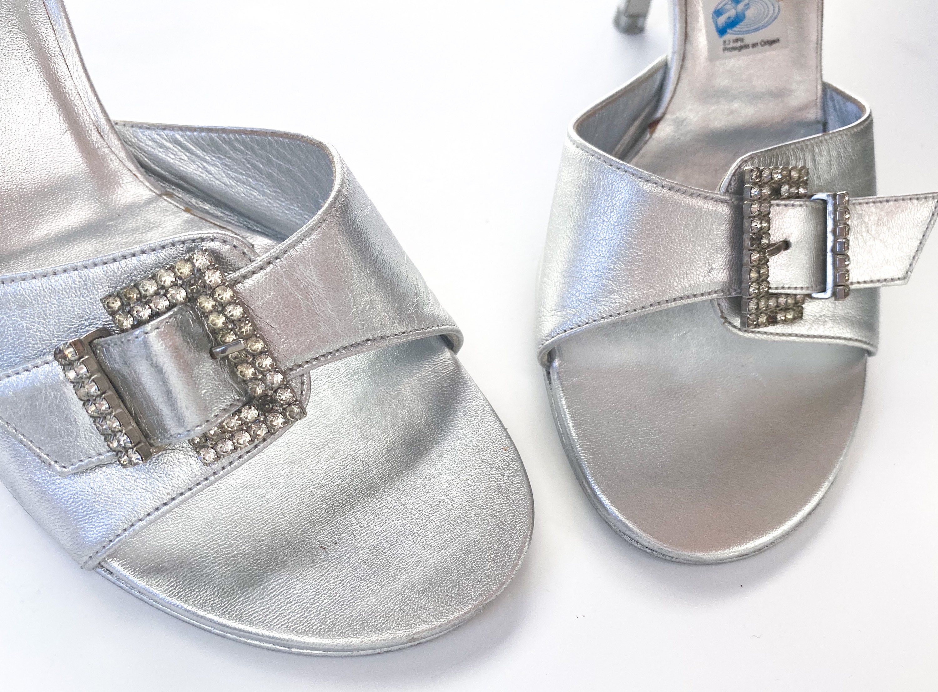 Y2K heels rhinestone shoes y2k sandals 2000s shoes silver | Etsy