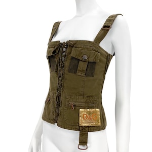 2000s Dolce Gabbana cargo bustier, Dolce Gabbana corset, Dolce Gabbana lace up, y2k D&G, Dolce Gabbana cargo, archive Dolce Gabbana