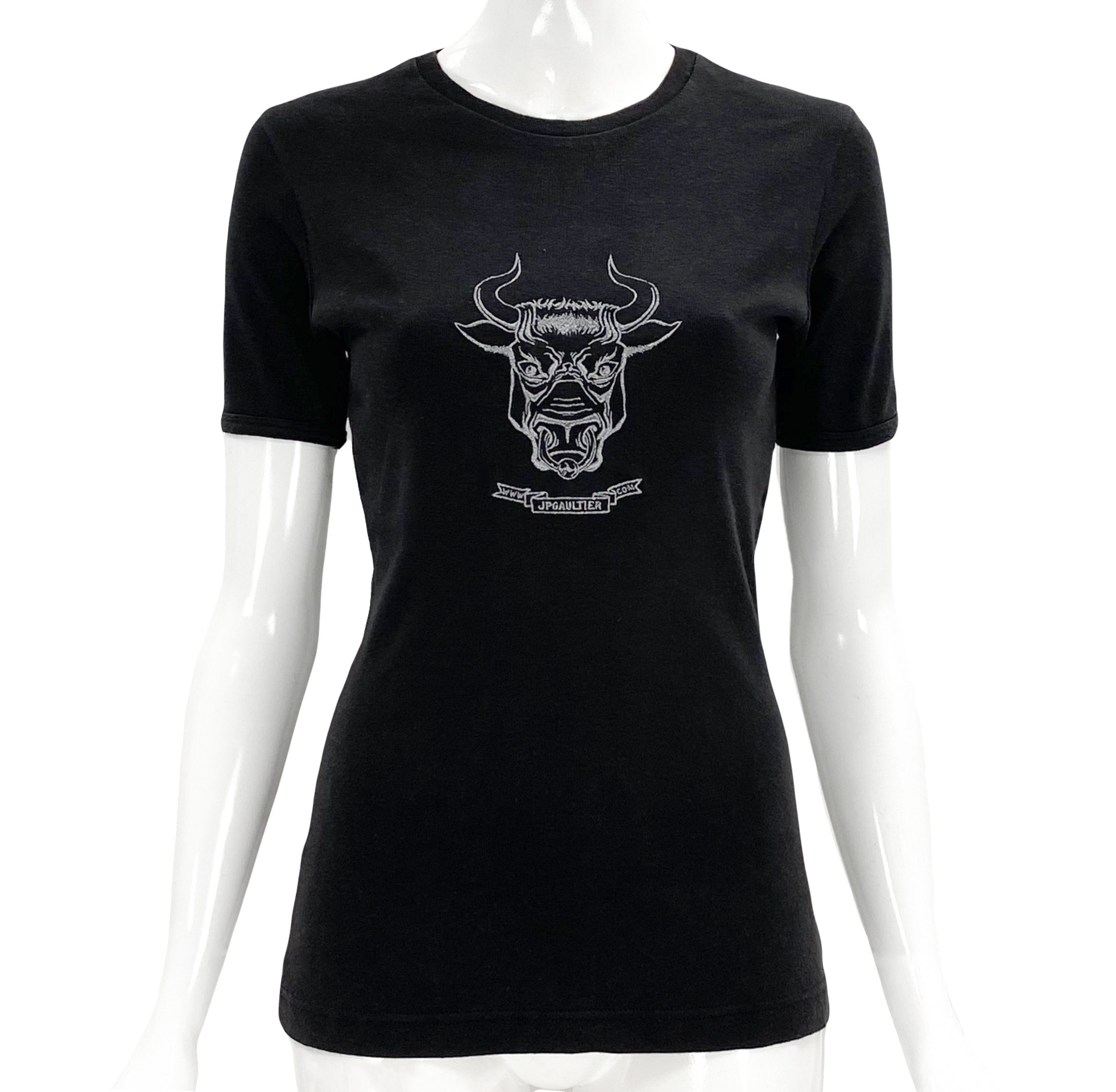 美品★Jean Paul GAULTIER HOMME★リンガーTシャツ★Y2K 2000s Jean Paul Gaultier, Gaultier Bull Embroidery T-shirt