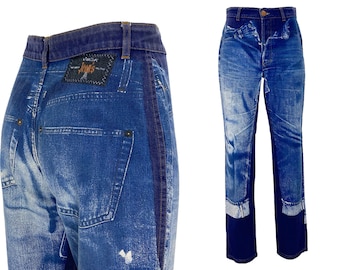 90s Jean Paul Gaultier Trompe L'oeil Vintage Denim Stretch