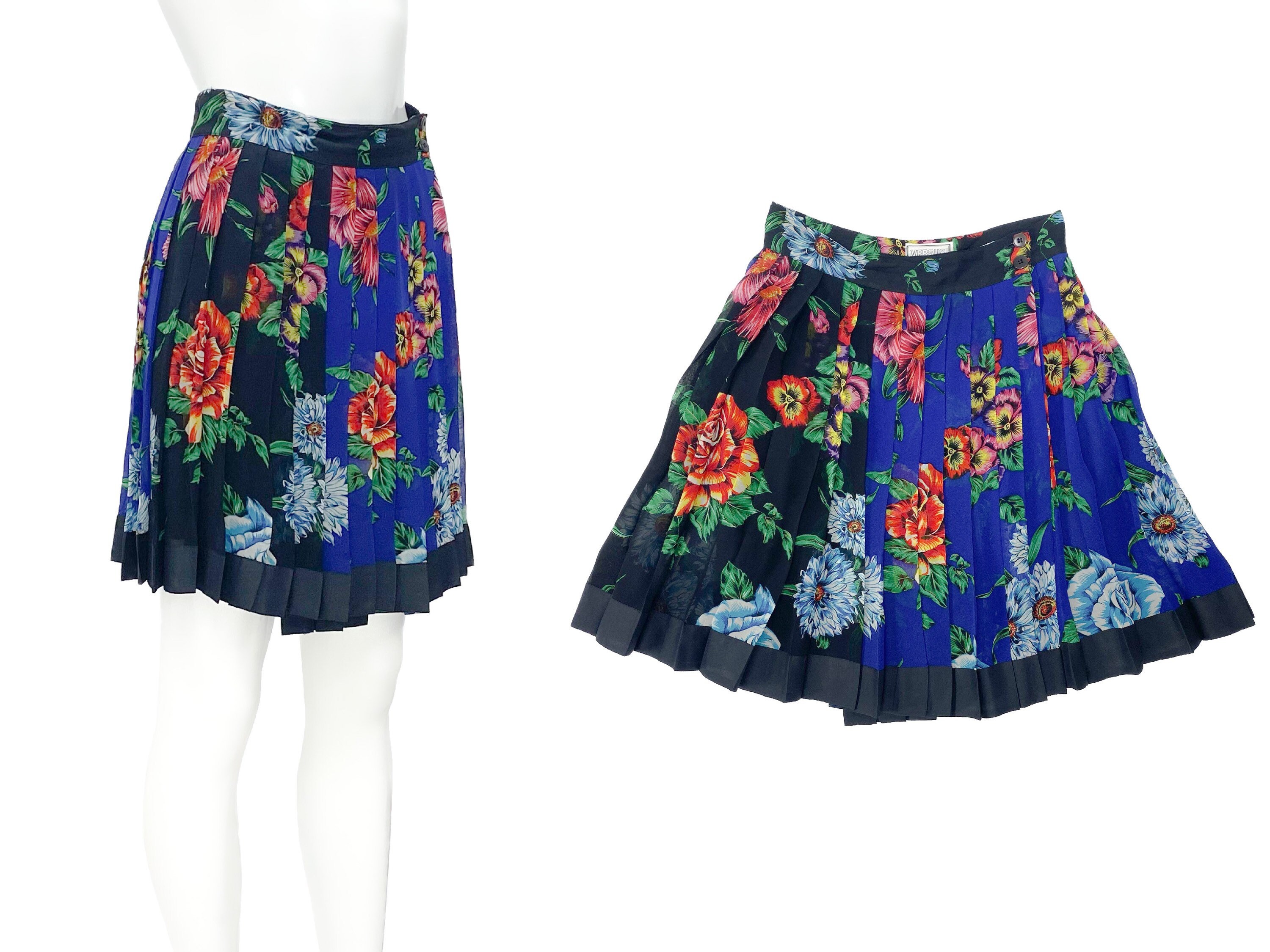 スカート Versace Floral-Print Pleated Skirt Pleated skirt with baroque print brand VERSACE JEANS COUTURE