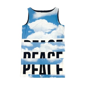 Moschino peace dress, Moschino clouds, Moschino sky print, Moschino dress, 90s Moschino, cloud print, vintage Moschino, y2K Moschino