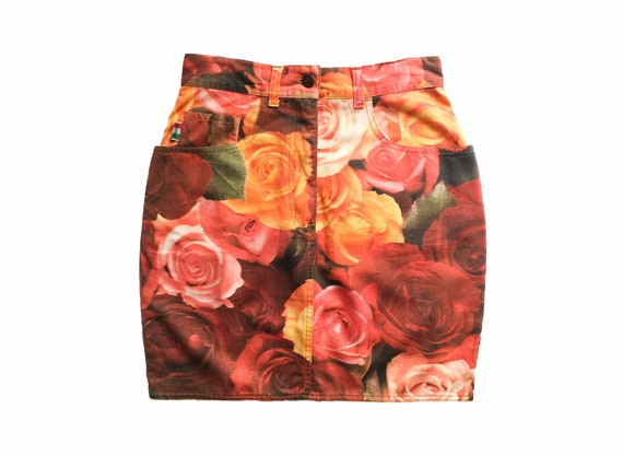 Moschino jeans skirt, moschino floral skirt, mosch