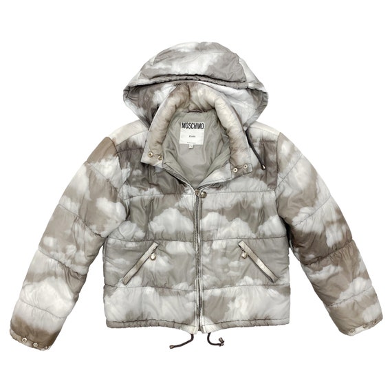 1990s Moschino, Iconic Moschino Clouds Puffer, Moschino Gray 1990s Moschino, Iconic Moschino Clouds Puffer, Moschino Gray