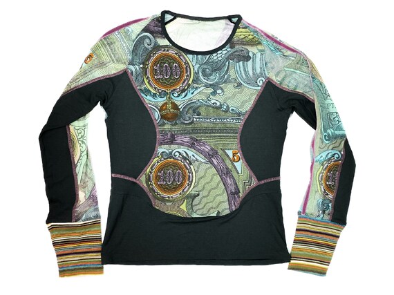 Y2k mesh top, Money print, dollar bill print, art