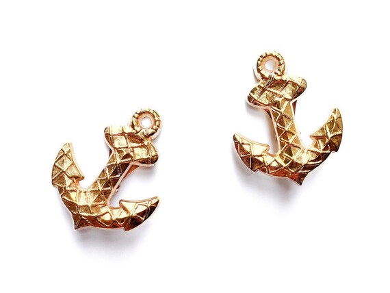 ROCHAS earrings, Anchor shape earrings, 90s earrin