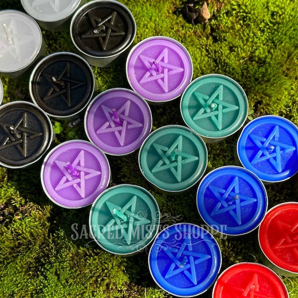 Pentacle Tea Light Spell Candle Trio Set: Bring Magic into Your Living Space for Meditation, Ritual, Altar, Candle Magick, Home Decor, Witch