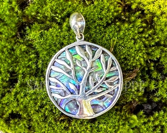 Abalone and Sterling Silver Tree of Life Pendant: Protection, Healing, Emotional Balance, Spiritual Connection, Growth, Wisdom, Tranquility