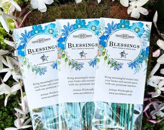 Blessings Incense Sticks Night Blooming Jasmine, Damask Rose & Creamy Musk Handmade for Abundance, Manifesting, Positive Energy, Spells