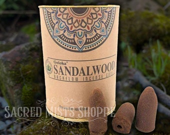 Sandalwood Backflow Incense Cones for Sacred Space, Meditation, Aromatherapy, Rituals, Home Fragrance, Puja, Energy Clearing, Wood Incense