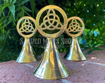 Triquetra Brass Altar Bell for Ritual, Ceremony, Energy Transmutation, Cleansing, Calling the Goddess, Witch's Altar, Witchcraft, Altar Bell