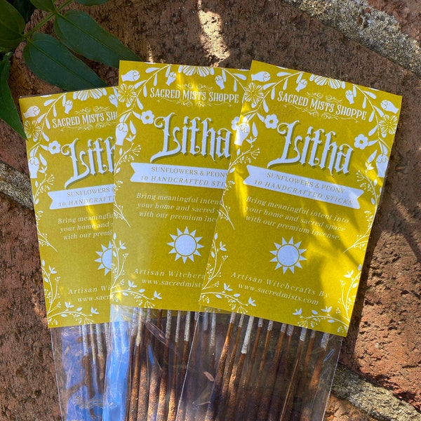 Litha Incense Sticks Sunflowers & Peony Handmade for Summer Solstice, Midsummer, Strength, Fulfillment, Joy, Wicca, Witchcraft, Fragrance