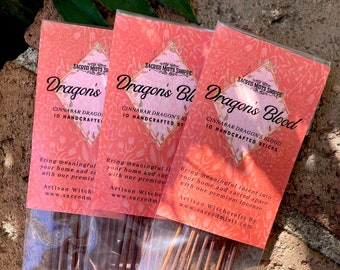 Dragon's Blood Incense Sticks Arabian Cinnabari Handmade for Cleansing, Energy Clearing, Meditation, Sacred Space, Ritual, Spells, Wicca