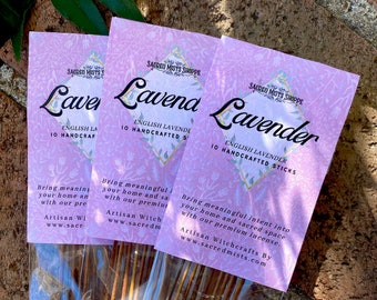 Lavender Incense Sticks English Lavender Handmade for Comfort, Meditation, Relaxation, Sacred Space, Ritual, Spells, Aromatherapy, Wicca