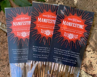 Manifesting Incense Sticks Vanilla Bean & Ceylon Cinnamon Handmade for Ritual, Spells, Attraction, Manifestation, Energy, Wicca, Witchcraft