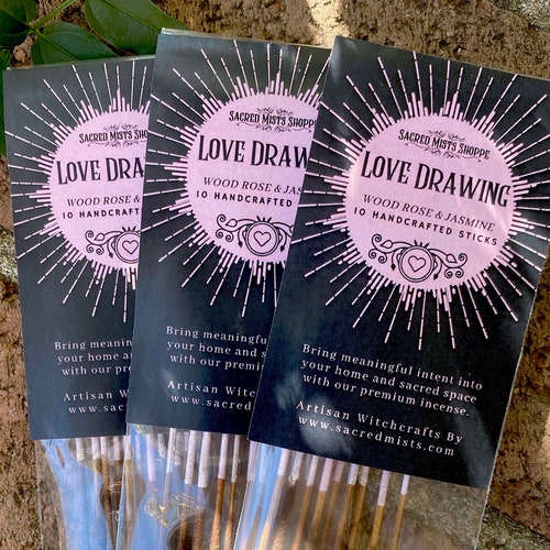 Love Drawing Incense Sticks Wood Rose & Jasmine Handmade for Etsy