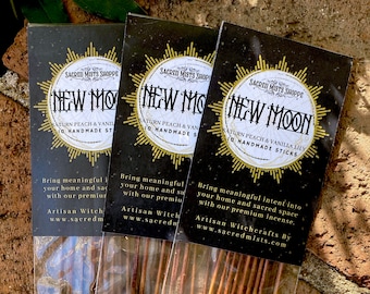 New Moon Incense Sticks Saturn Peach & Vanilla Lily Handmade for Esbats, Moon Energy, Sacred Space, Ritual, Spells, New Beginnings, Wicca