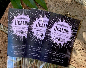 Healing Incense Sticks Kaffir Lime & Dark Amber Handmade for Reiki, Healing Energy, Sacred Space, Spells, Meditation, Wicca, Witchcraft