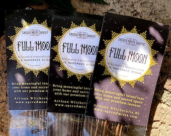 Full Moon Incense Sticks Bergamot & Moonflower Handmade for Esbats, Moon Energy, Sacred Space, Ritual, Spells, Home Fragrance, Goddess