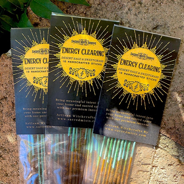 Energy Clearing Incense Sticks Desert Sage & Sweetgrass Handmade for Cleansing, Sacred Space, Ritual, Spells, Peace, Calm, Wicca, Witchcraft