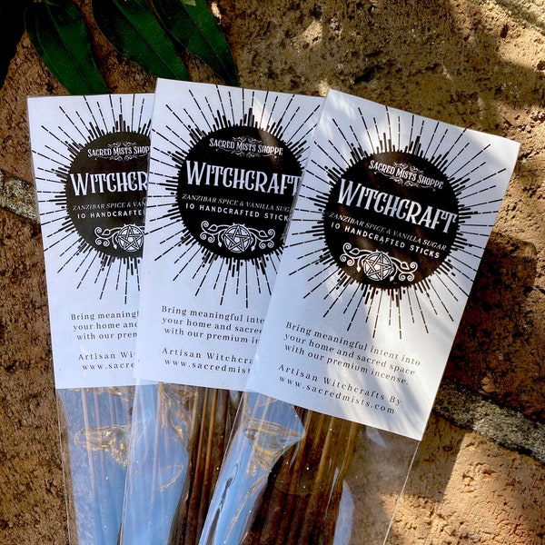 Witchcraft Incense Sticks Zanzibar Spice & Vanilla Sugar Handmade for Ritual, Spells, Divination, Sacred Space, Magick, Manifestation, Wicca