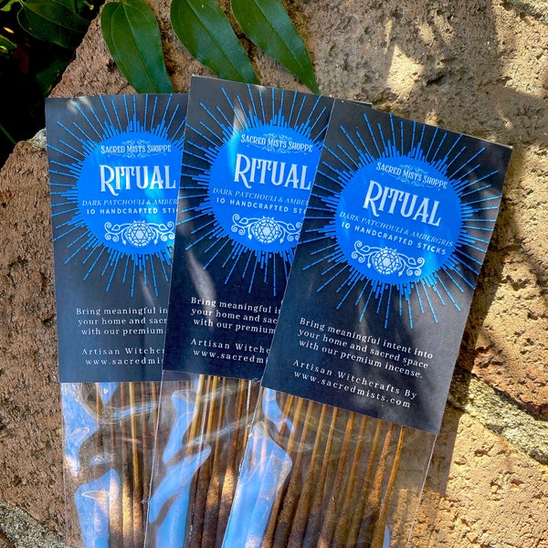 Ritual Incense Sticks Dark Patchouli & Ambergris Handmade for Ritual, Spells, Power, Sacred Space, Meditation, Energy, Wicca, Witchcraft