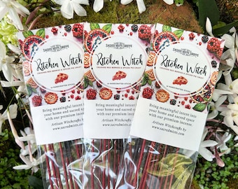 Kitchen Witch Incense Sticks: Crushed Ripe Berries & Spiced Pie Crust Handmade for Intuition, Abundance, Manifestation, Creativity, Comfort