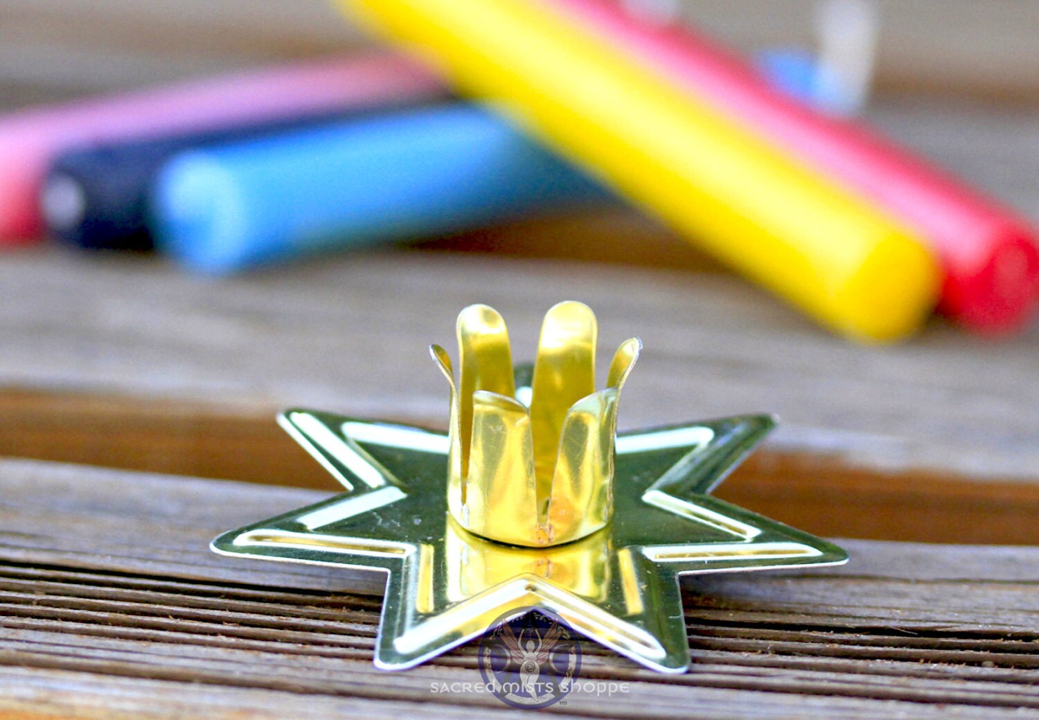 Gold Star Candle Holder for Spell Candles, Mini Candles, Chime Candle…