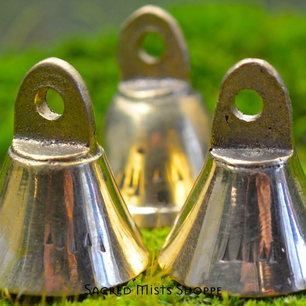 Brass Bell Small Clear Toned Heavyweight for Ritual, Ceremony, Energy Cleansing, Calling the Goddess, Witch's Altar, Witchcraft, Altar Bell