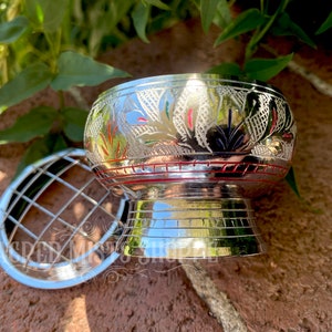 Silver Incense Burner With Colorful Etchings for Resin Incense, Stick ...