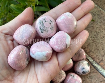 Rhodochrosite Tumbled Crystal for Unconditional Love, Heart Healing, Calm, Connections, Blockage Clearing, Acceptance, Self-Love, Grids