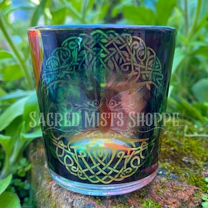 Tree of Life Printed Glass Votive Candle Holder Use for Votive and Tealight Candles, Sacred Space, Altar, Candle Magick, Witchy Decor