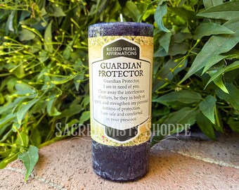 Guardian Protector Affirmation Pillar Candle for Strength, Protection, Easing Stress, Candle Magick, Ritual, Altar Candle, Wicca, Witchcraft