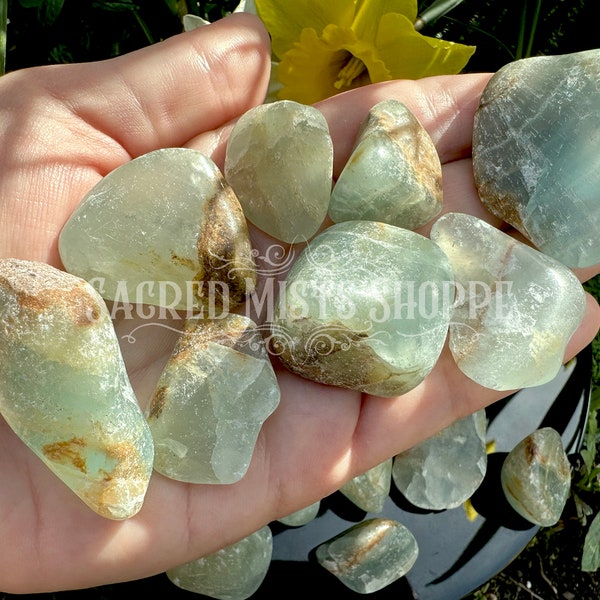 Green Onyx Tumbled Crystal Large for Willpower, Strength, Discipline, Heart Chakra, Soothing, Endurance, Spiritual Growth, Repels Negativity