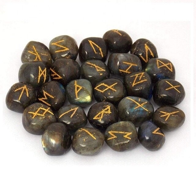 Labradorite Elder Futhark Rune Set for Divination, Viking Runes, Rune…