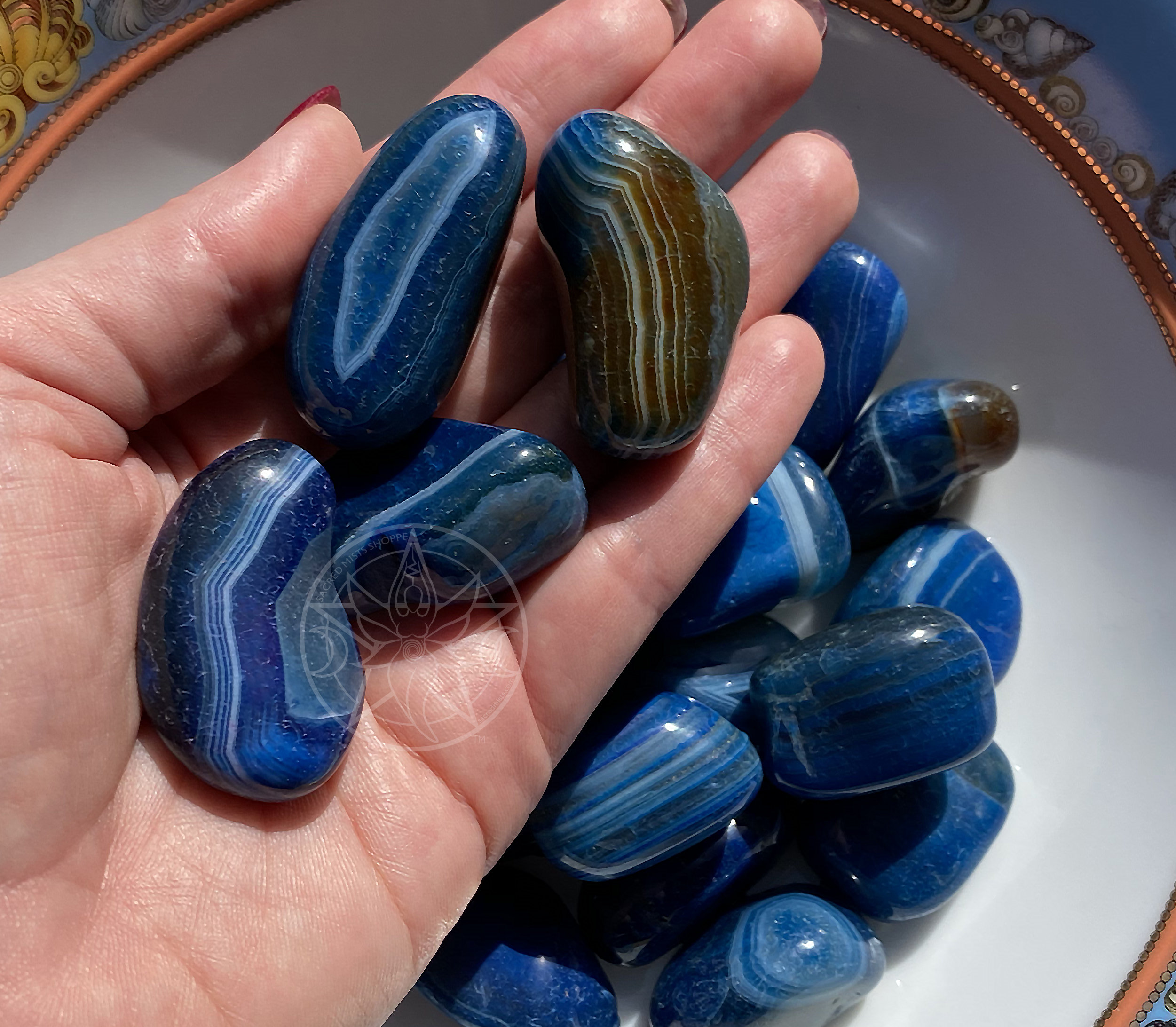 Blue Banded Agate Extra Large Tumbled Stone for Spirituality Etsy