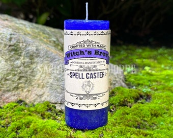 Spell Caster Pillar Candle: 30-Hr Burn for Rituals, Manifestation, Abundance, Creativity, Clarity, Intuition & Deep Insightful Spell Work