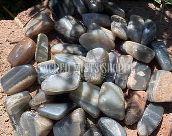 Black Moonstone Large Tumbled Stone for Balance, Introspection, Goddess, New Beginnings, Clairvoyance, Shadow, New Moon Magick, Crystal Grid