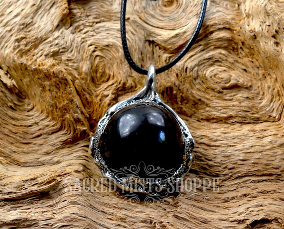 Obsidian Scrying Crystal Ball Witch s Pendant for Divination