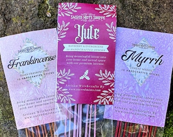 Yule and Christmas Incense Collection: Frankincense, Myrrh, and Yule Incense Set Handmade for Sabbats, Holiday, Home Fragrance, Bayberry