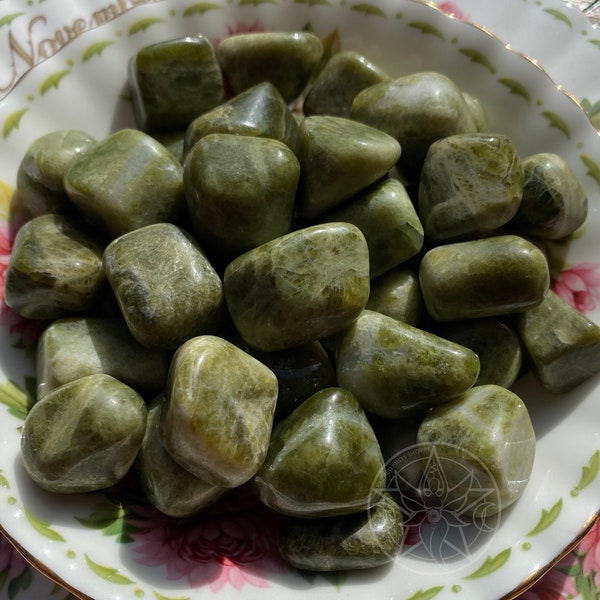 Vesuvianite, Idocrase Tumbled Crystal for Enlightenment, Heart Chakra, Overcoming Ego, Clears Doubt, Negativity, Sadness, Crystal Healing