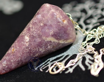 Lepidolite Crystal Pendulum Seven-Sided for Divination, Communication, Dousing, Third Eye, Psychic Readings, Divine Inspiration, Knowledge