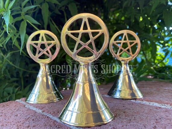 Pentacle Brass Altar Bell for Ritual, Ceremony, Energy